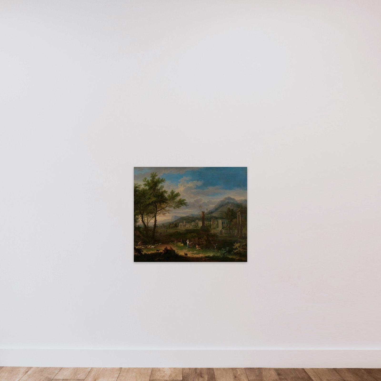 Arcadian Landscape with Fishermen unframed — shown to scale