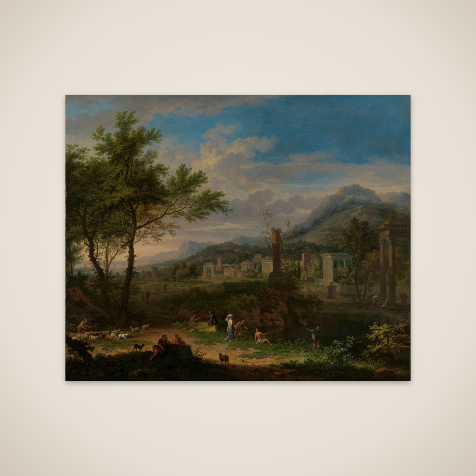 Arcadian Landscape with Fishermen unframed print