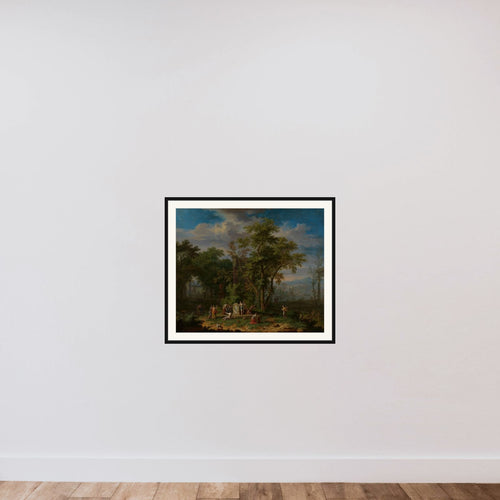 Arcadian Landscape with a Ceremonial Sacrifice framed — shown to scale
