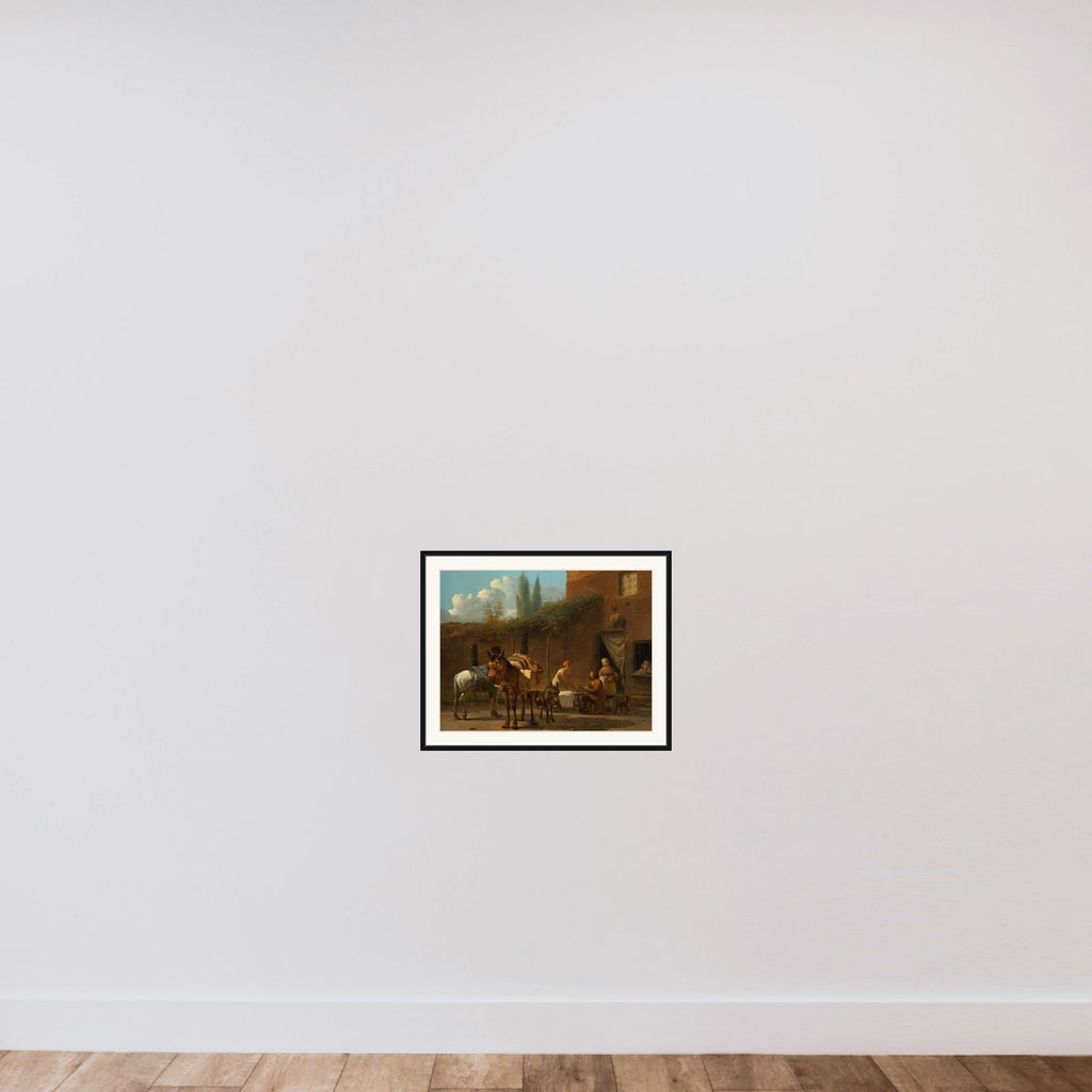 Mule Drivers at an Inn framed — shown to scale