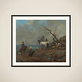 Country Road with Hunter and Peasants framed