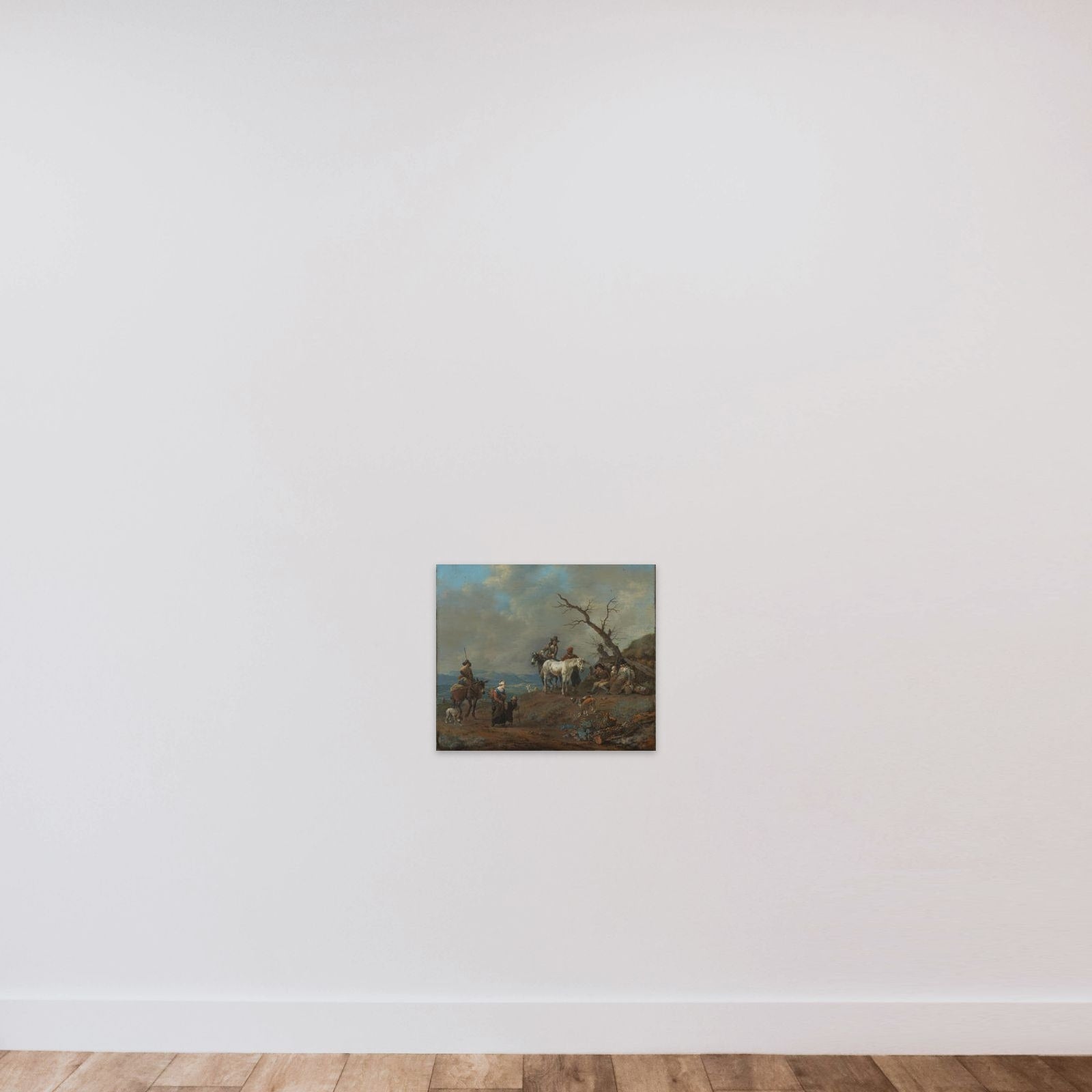 Country Road with Hunter and Peasants unframed — shown to scale