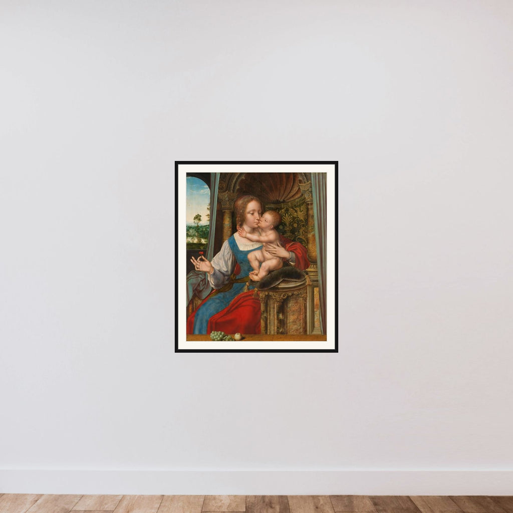Virgin and Child framed — shown to scale