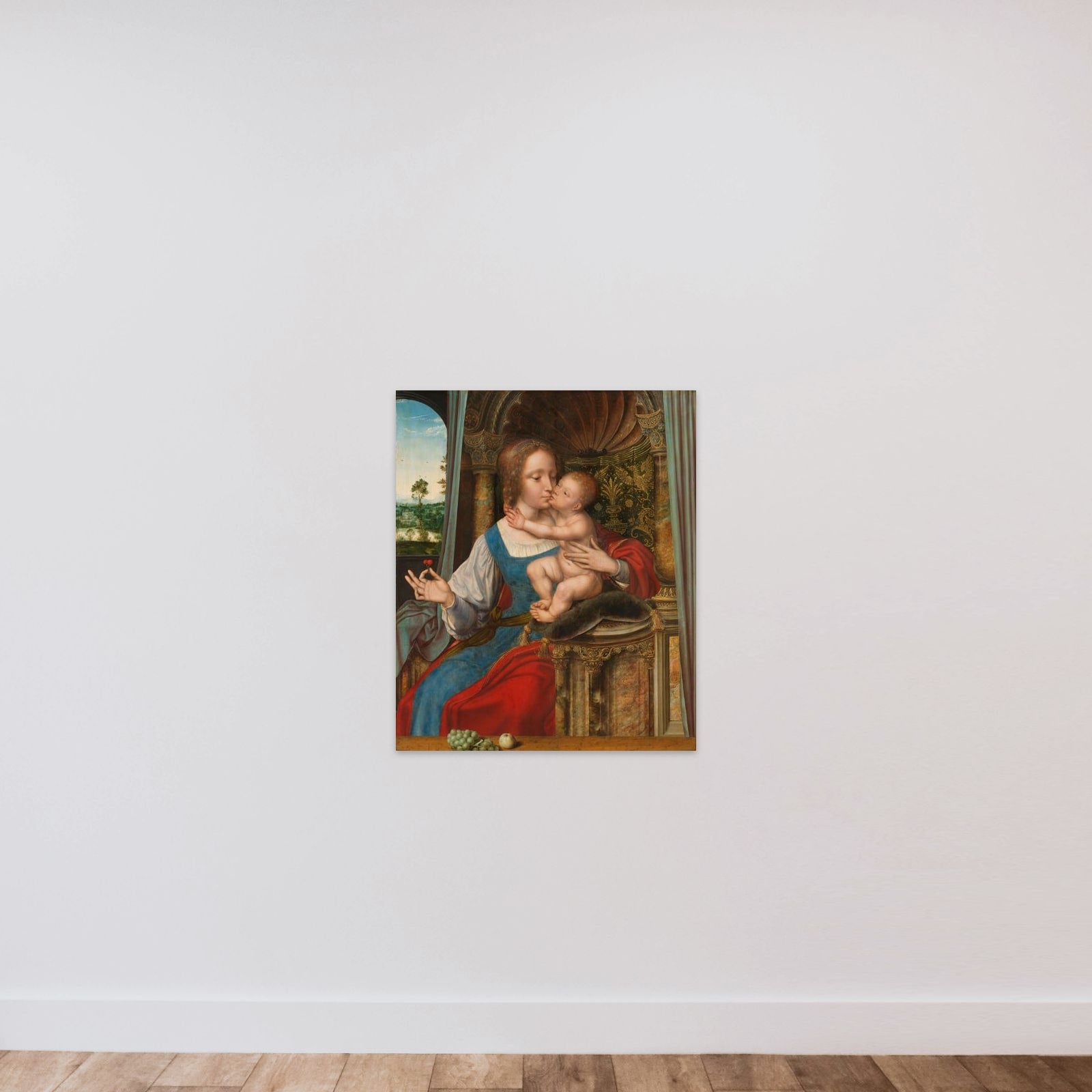 Virgin and Child unframed — shown to scale