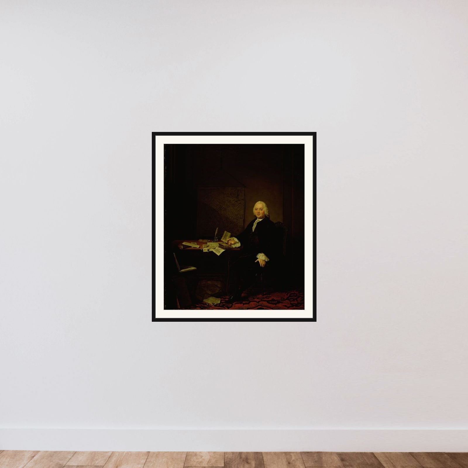 Portrait of Jan Wagenaar, City Historian of Amsterdam framed — shown to scale