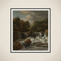 Mountainous Landscape with Waterfall framed