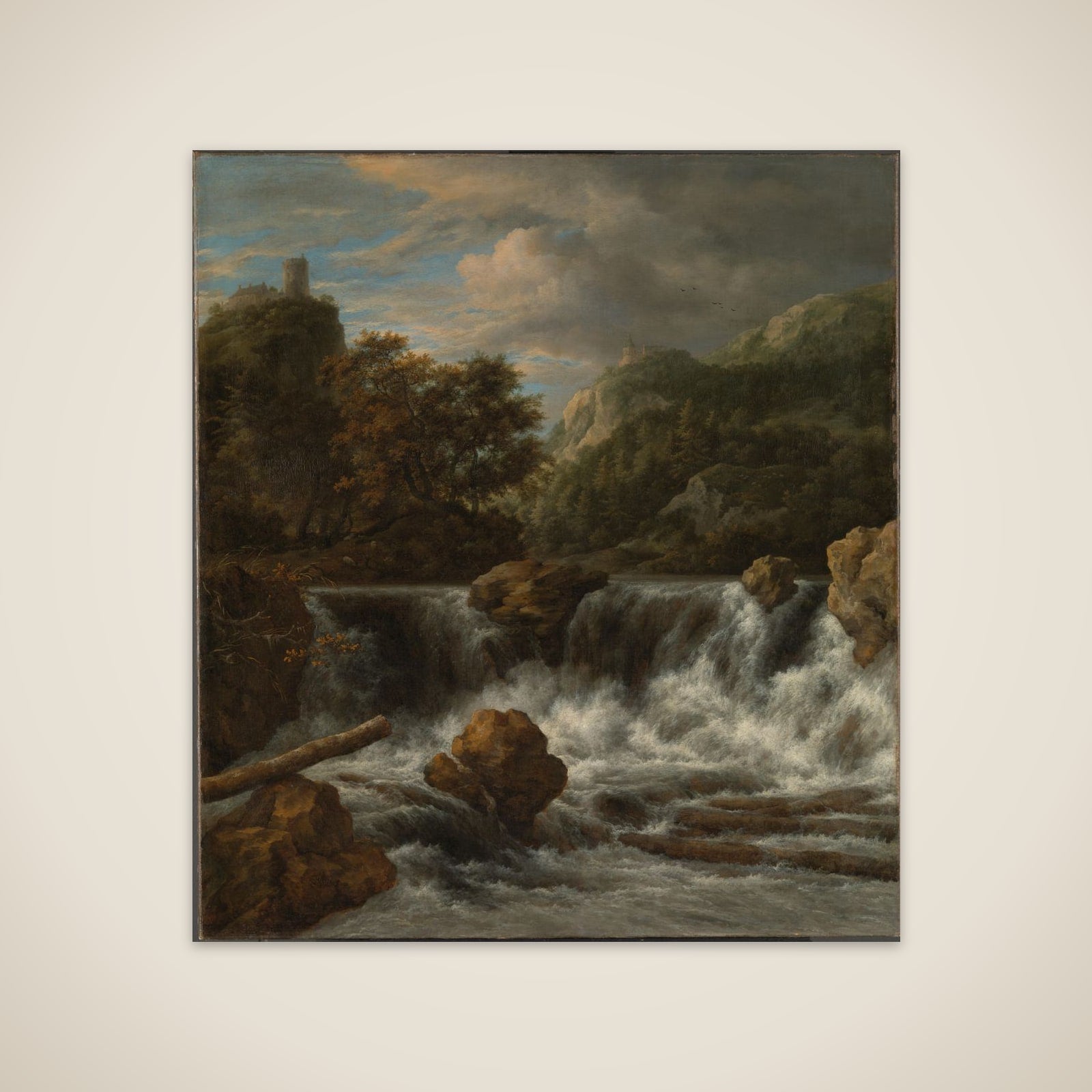 Mountainous Landscape with Waterfall unframed print