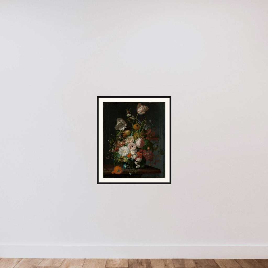 Still Life with Flowers in a Glass Vase framed — shown to scale
