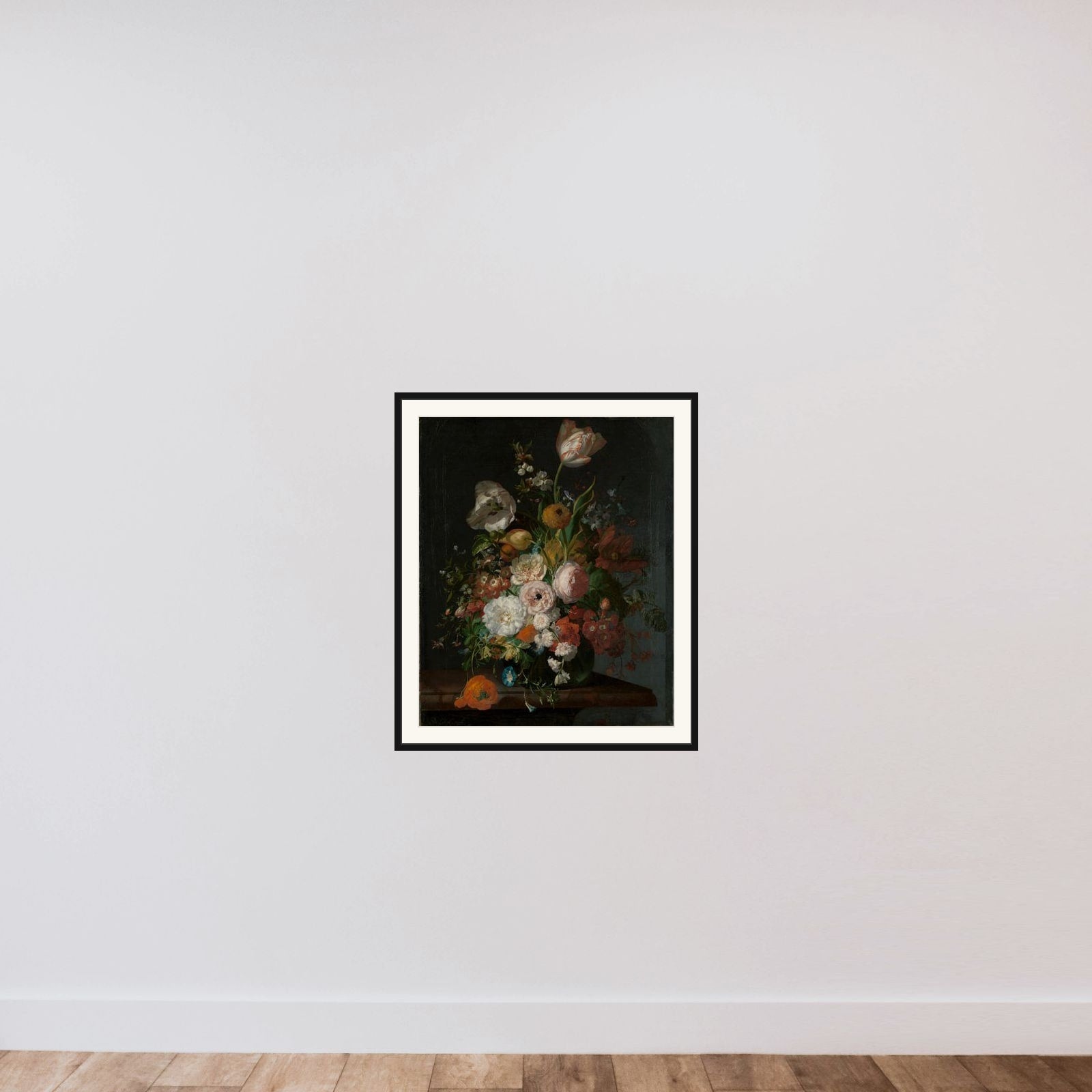 Still Life with Flowers in a Glass Vase framed — shown to scale