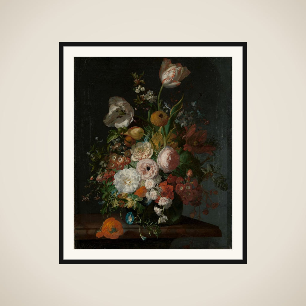 Still Life with Flowers in a Glass Vase framed