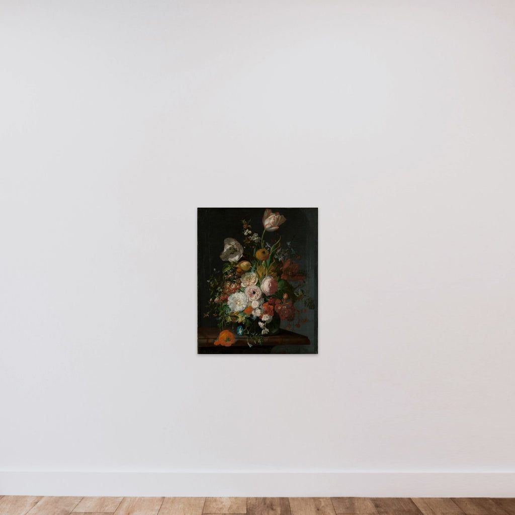 Still Life with Flowers in a Glass Vase unframed — shown to scale