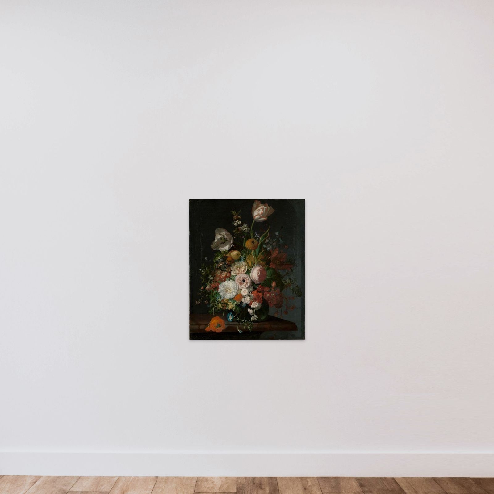 Still Life with Flowers in a Glass Vase unframed — shown to scale