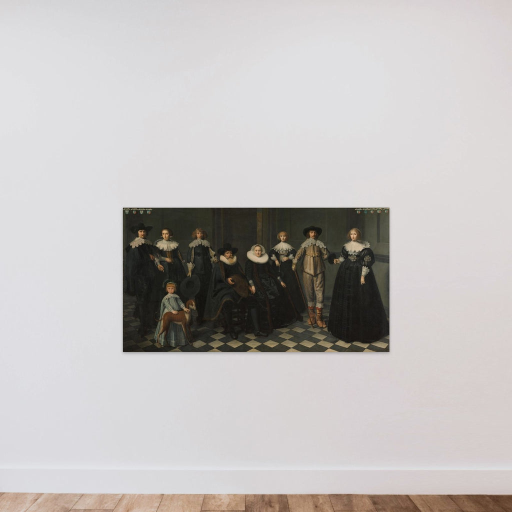 Portrait of the Family of Dirck Jacobsz Bas (1569-1637), Burgomaster of Amsterdam, and Margriet Snoeck (1588-1645) unframed — shown to scale