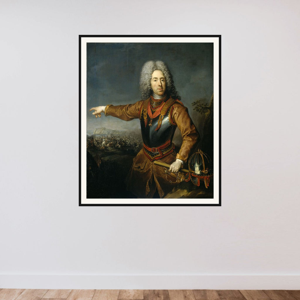 Portrait of Eugene, Prince of Savoy framed — shown to scale