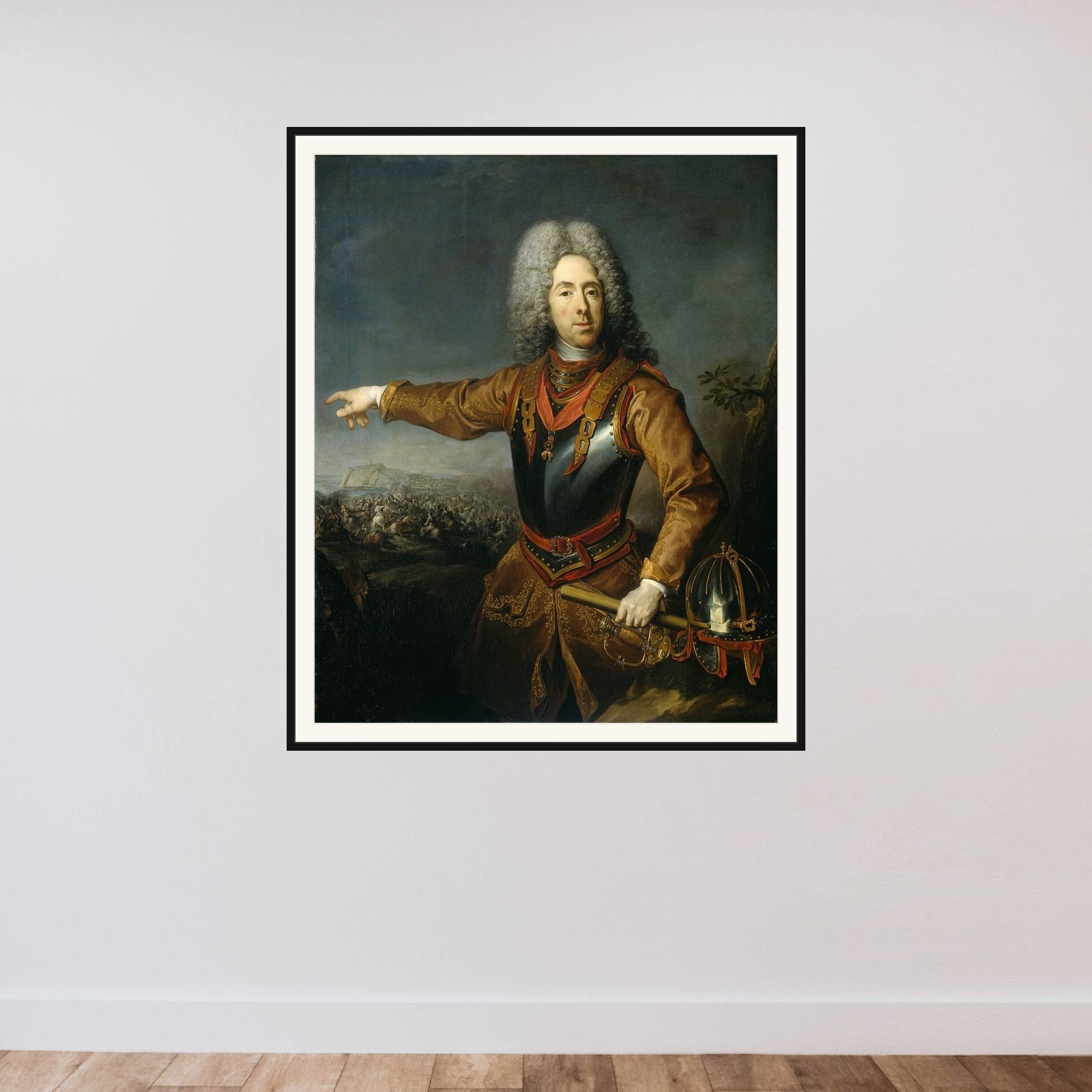Portrait of Eugene, Prince of Savoy framed — shown to scale
