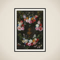 Cartouche Decorated with Swags and Sprays of Flowers framed