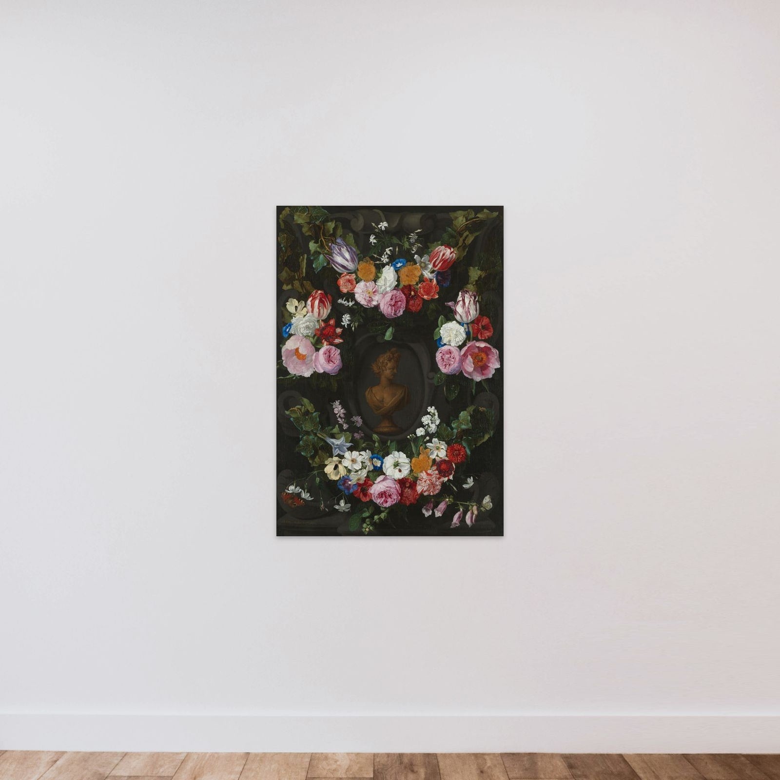 Cartouche Decorated with Swags and Sprays of Flowers unframed — shown to scale