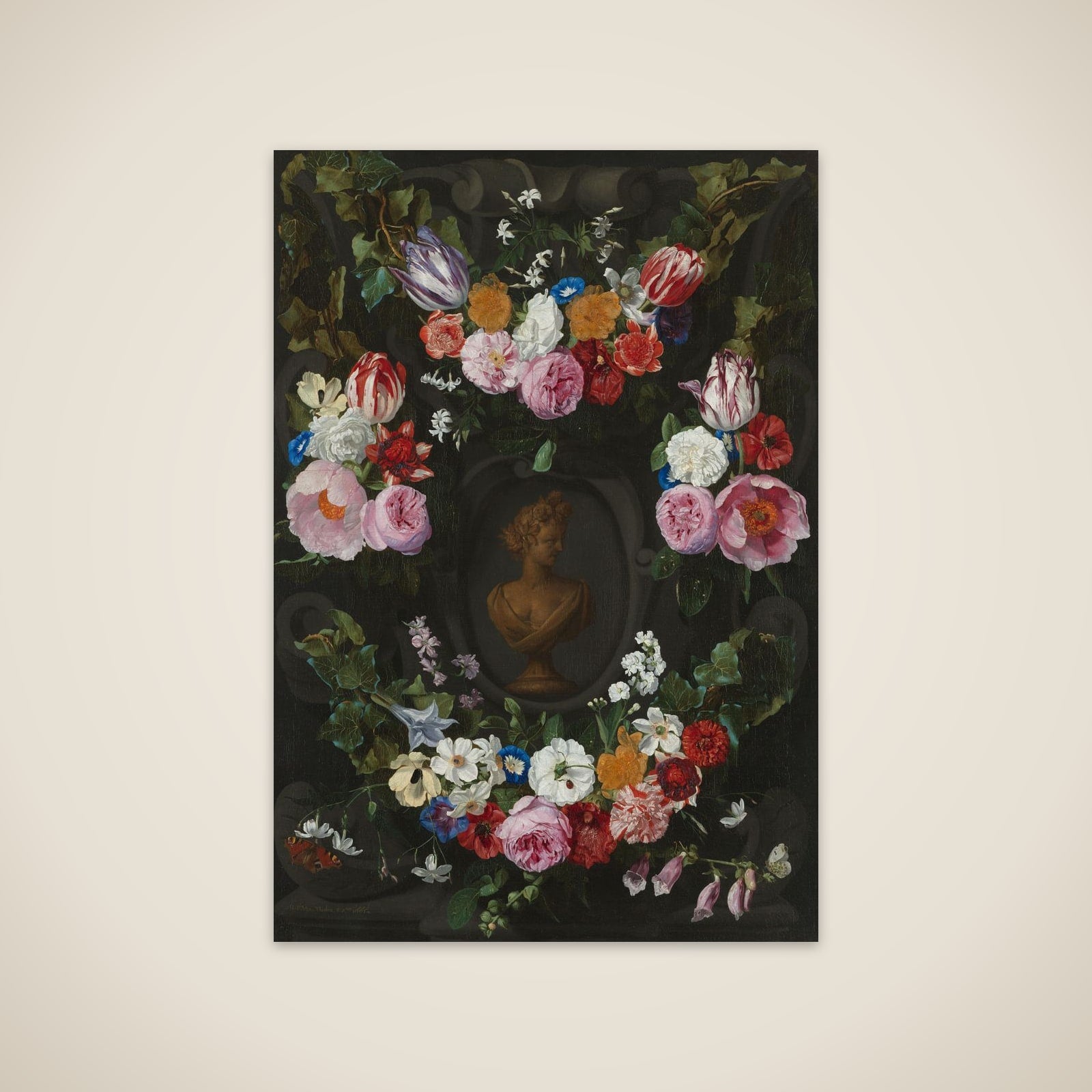 Cartouche Decorated with Swags and Sprays of Flowers unframed print