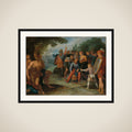 "After the Fall of Vetera Castra Claudius Civilis has his hair cut while his son shoots some prisoners framed