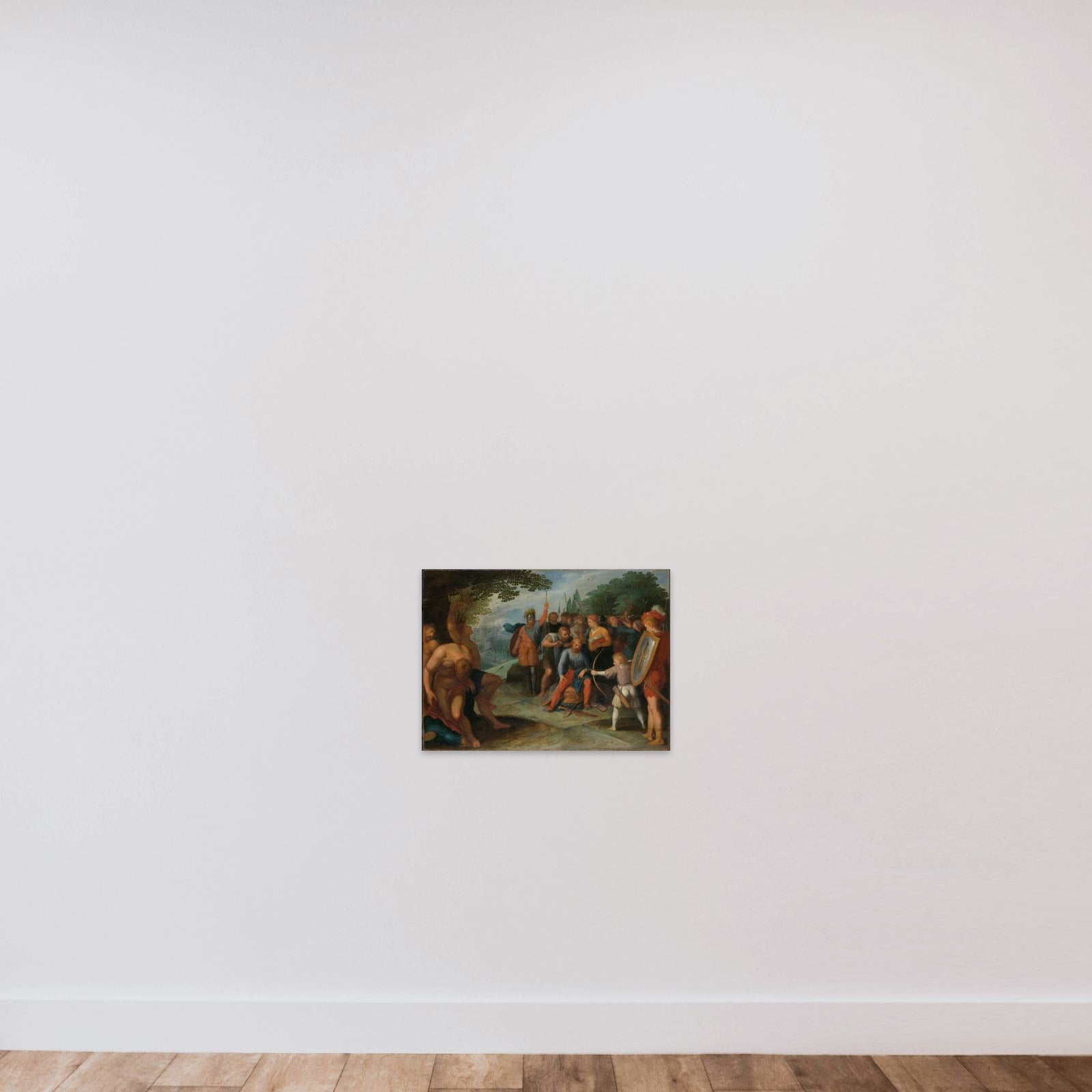 "After the Fall of Vetera Castra Claudius Civilis has his hair cut while his son shoots some prisoners unframed — shown to scale