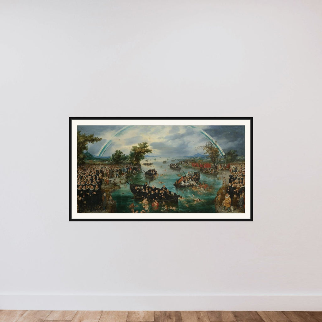 Fishing for Souls framed — shown to scale