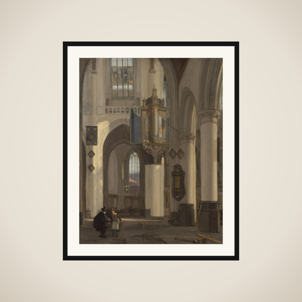 Interior of a Protestant Gothic Church with Motifs from the Oude and Nieuwe Kerk in Amsterdam framed