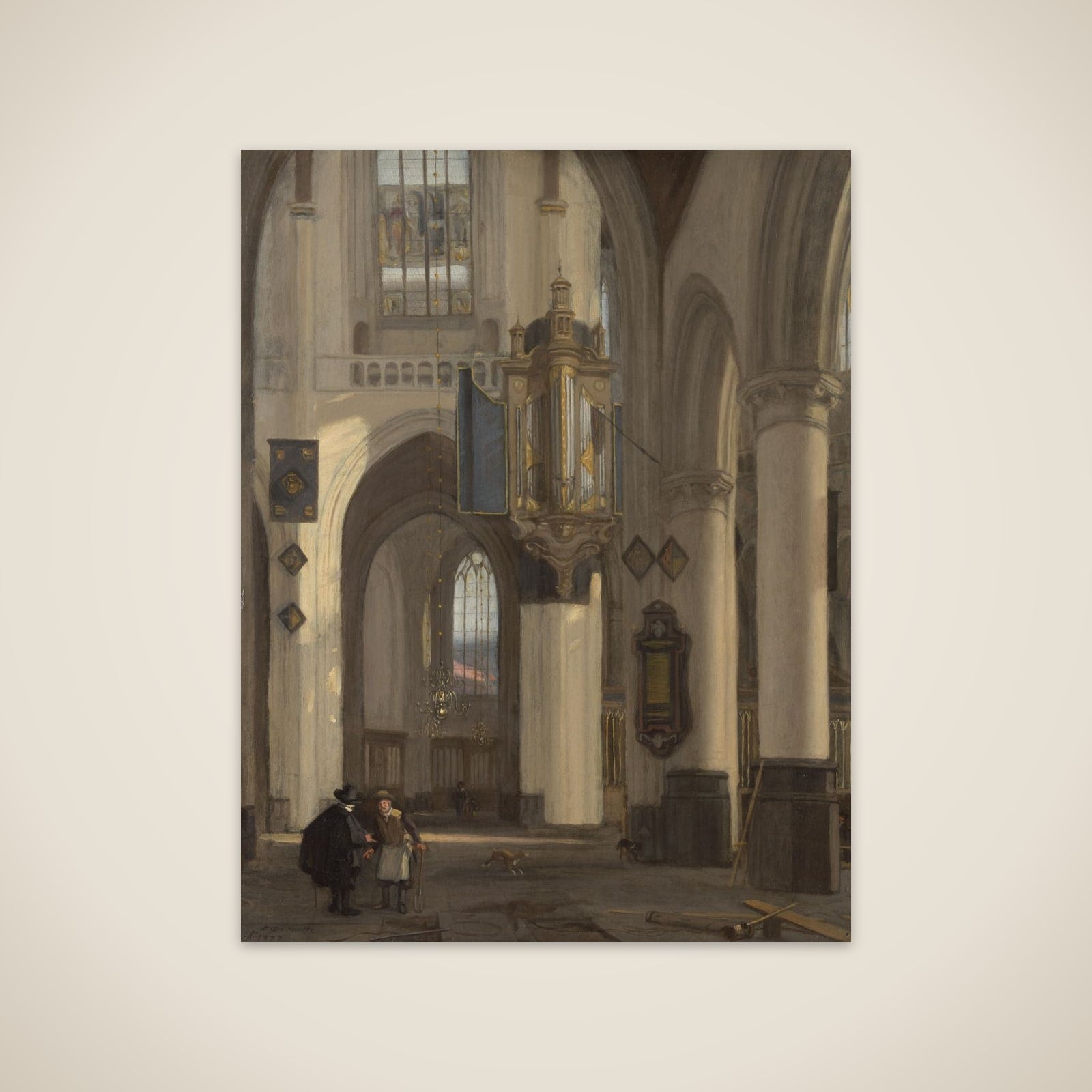 Interior of a Protestant Gothic Church with Motifs from the Oude and Nieuwe Kerk in Amsterdam unframed print
