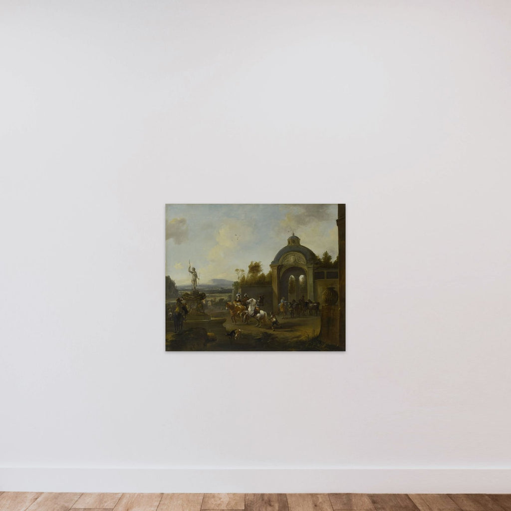 Hunting Party at a Fountain unframed — shown to scale