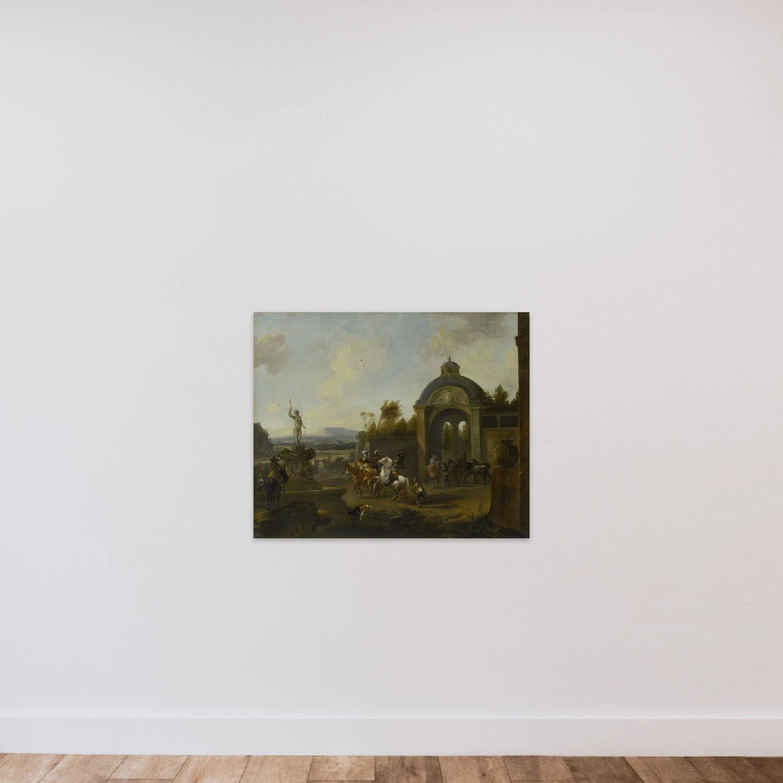 Hunting Party at a Fountain unframed — shown to scale