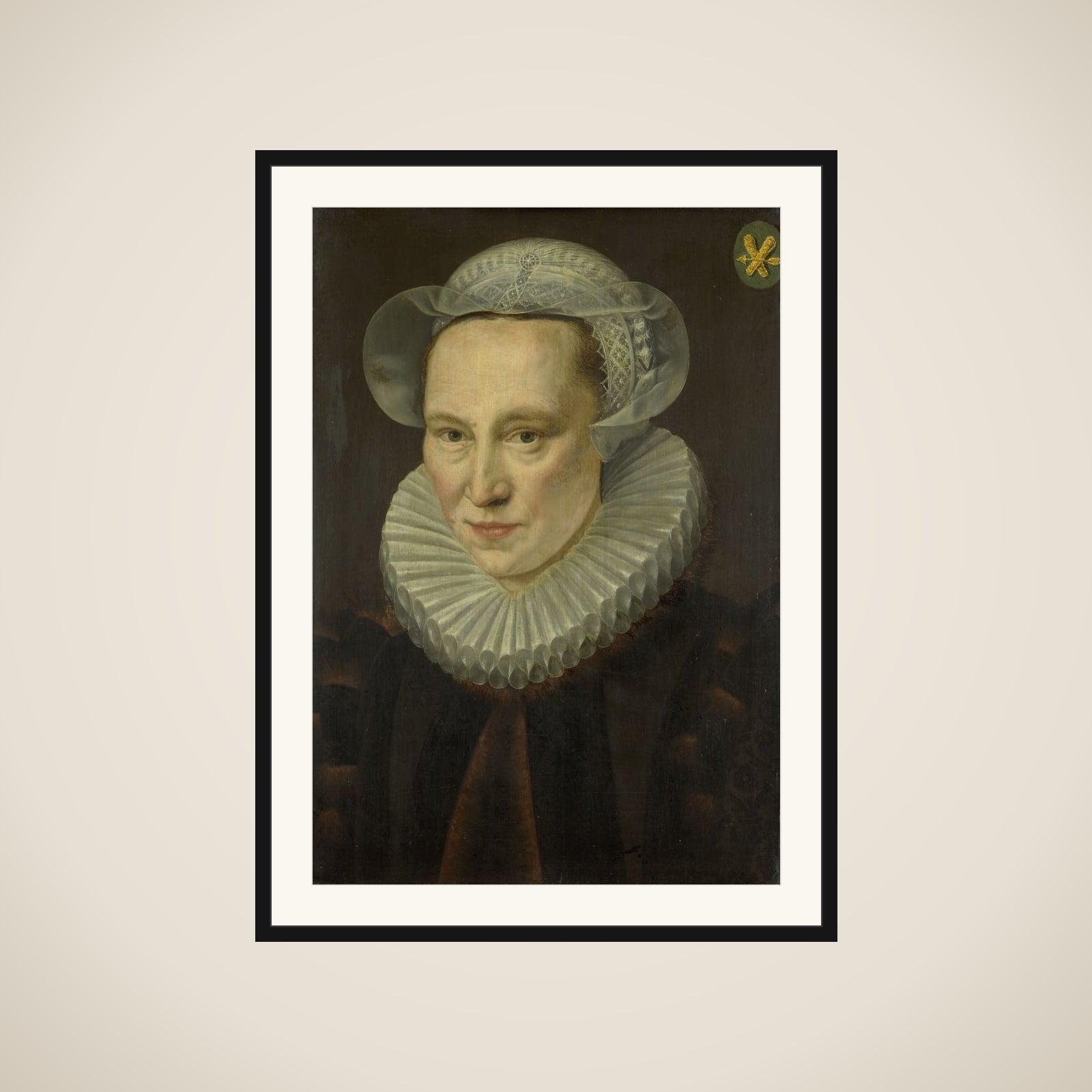 Portrait of Grietje Pietersdr Codde (1538-1607) framed