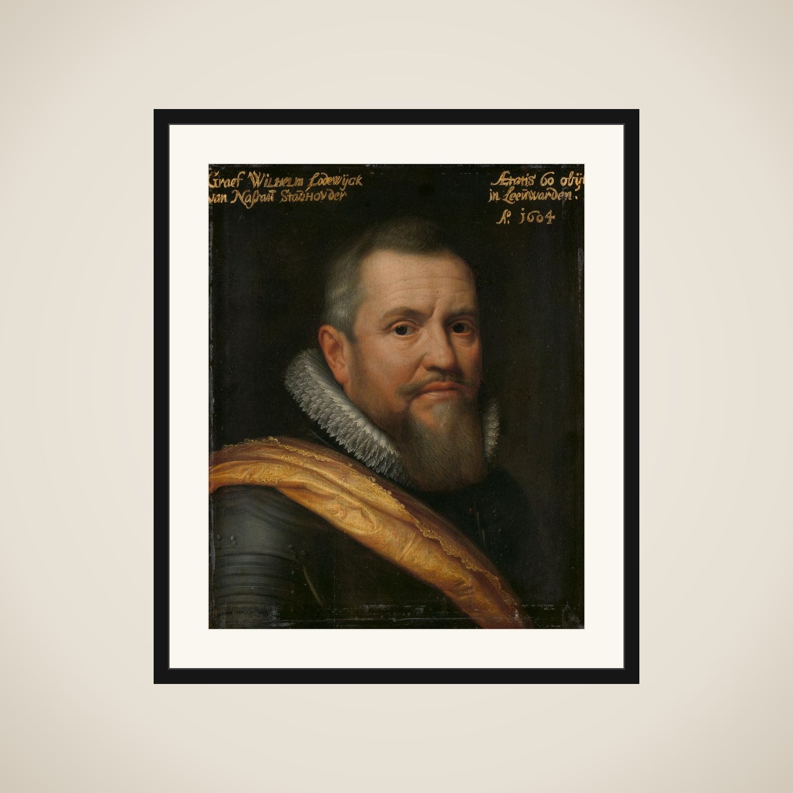 Portrait of Willem Lodewijk (1560-1620), Count of Nassau, Nicknamed in Frisian ‘us heit’ (our father) framed