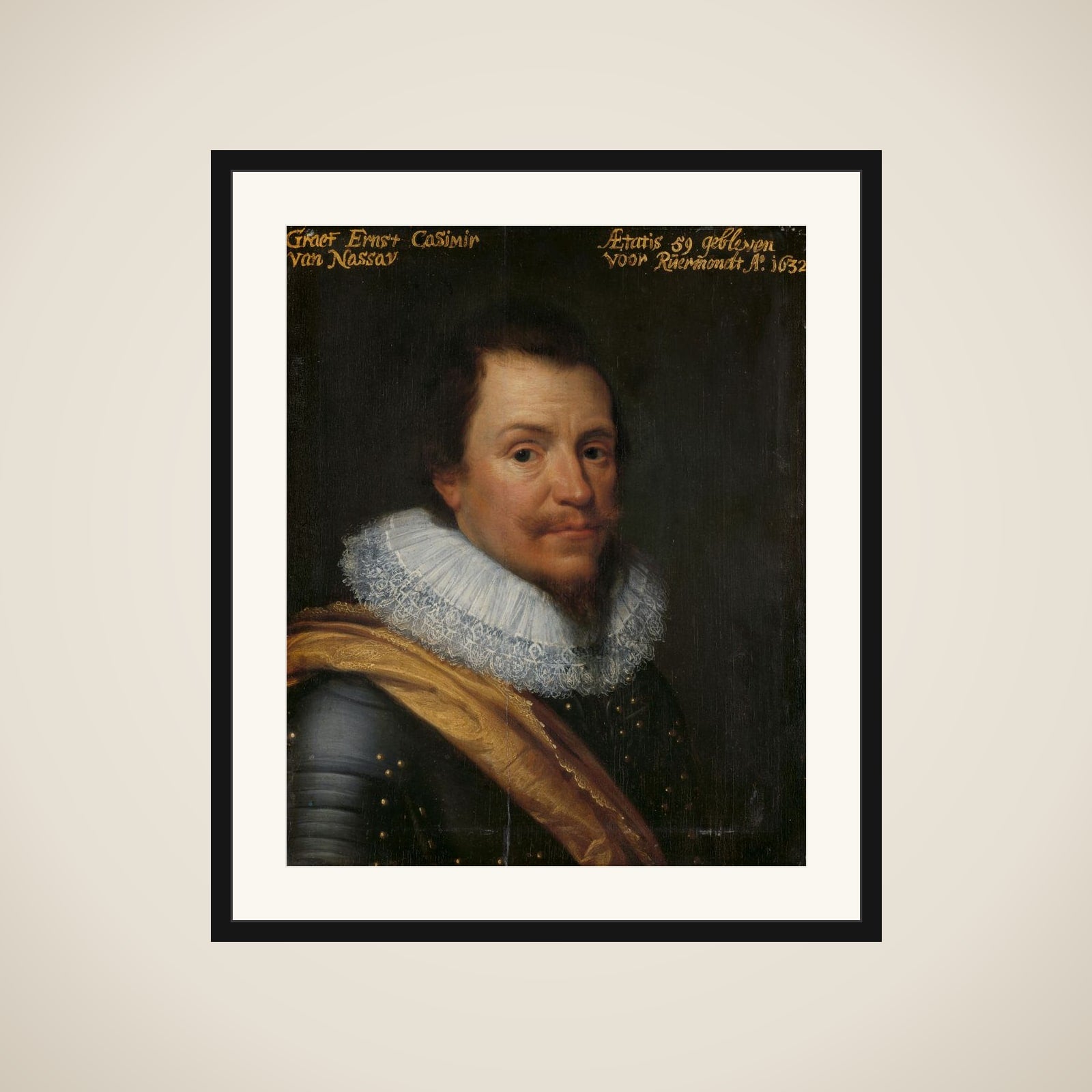 Portrait of Ernst Casimir (1573-1632), Count of Nassau-Dietz framed