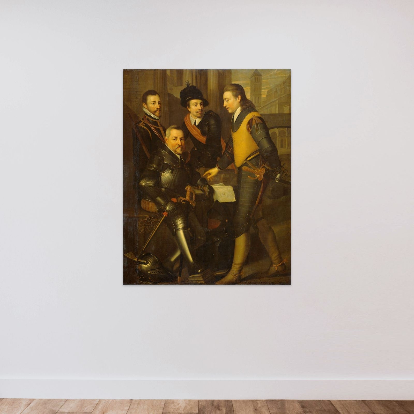 Group Portrait of the Four Brothers of William I, Prince of Orange: Jan (1535-1606), Hendrik (1550-74), Adolf (1540-68) and Lodewijk (1538-74), Counts of Nassau unframed — shown to scale
