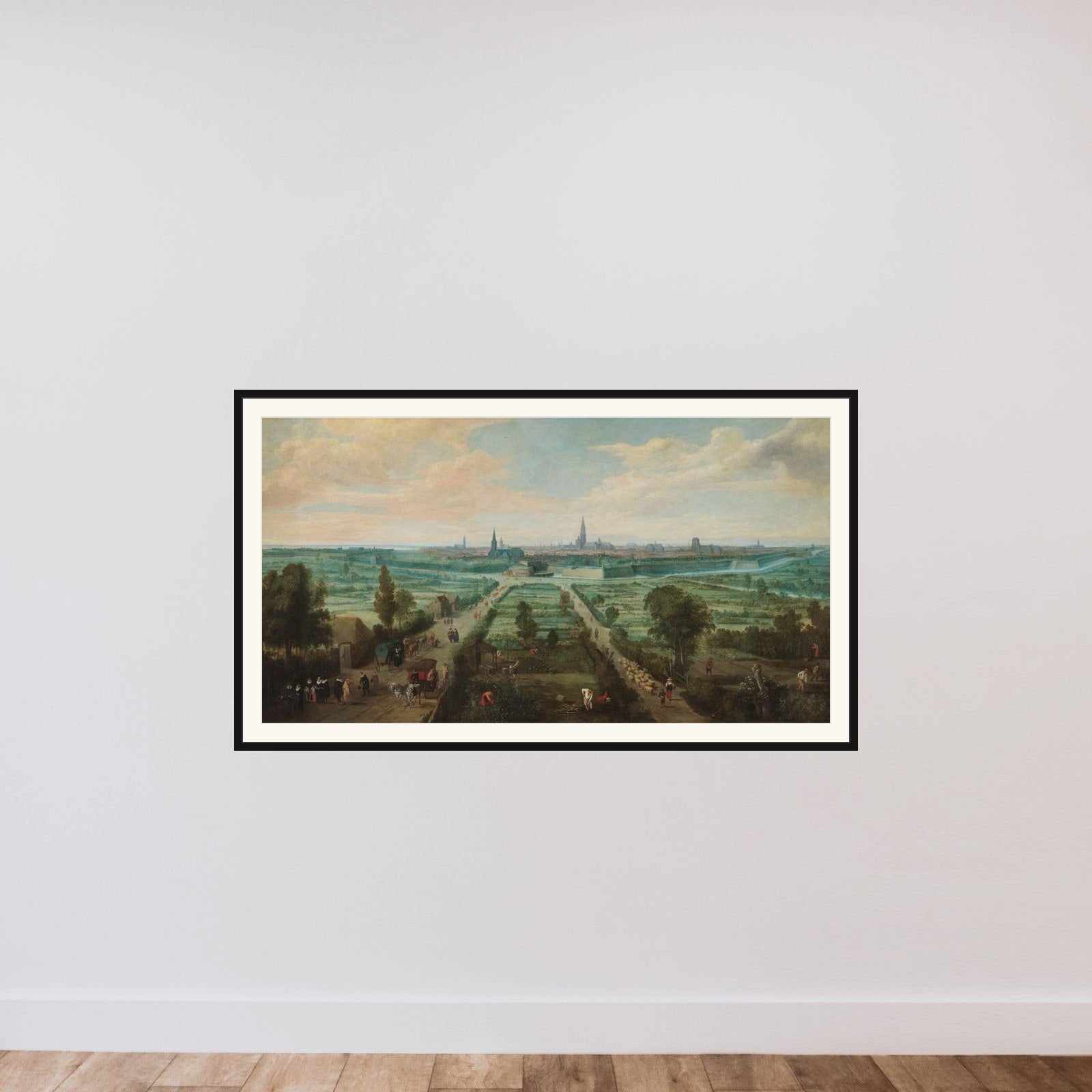 Panoramic View of Antwerp from the East framed — shown to scale
