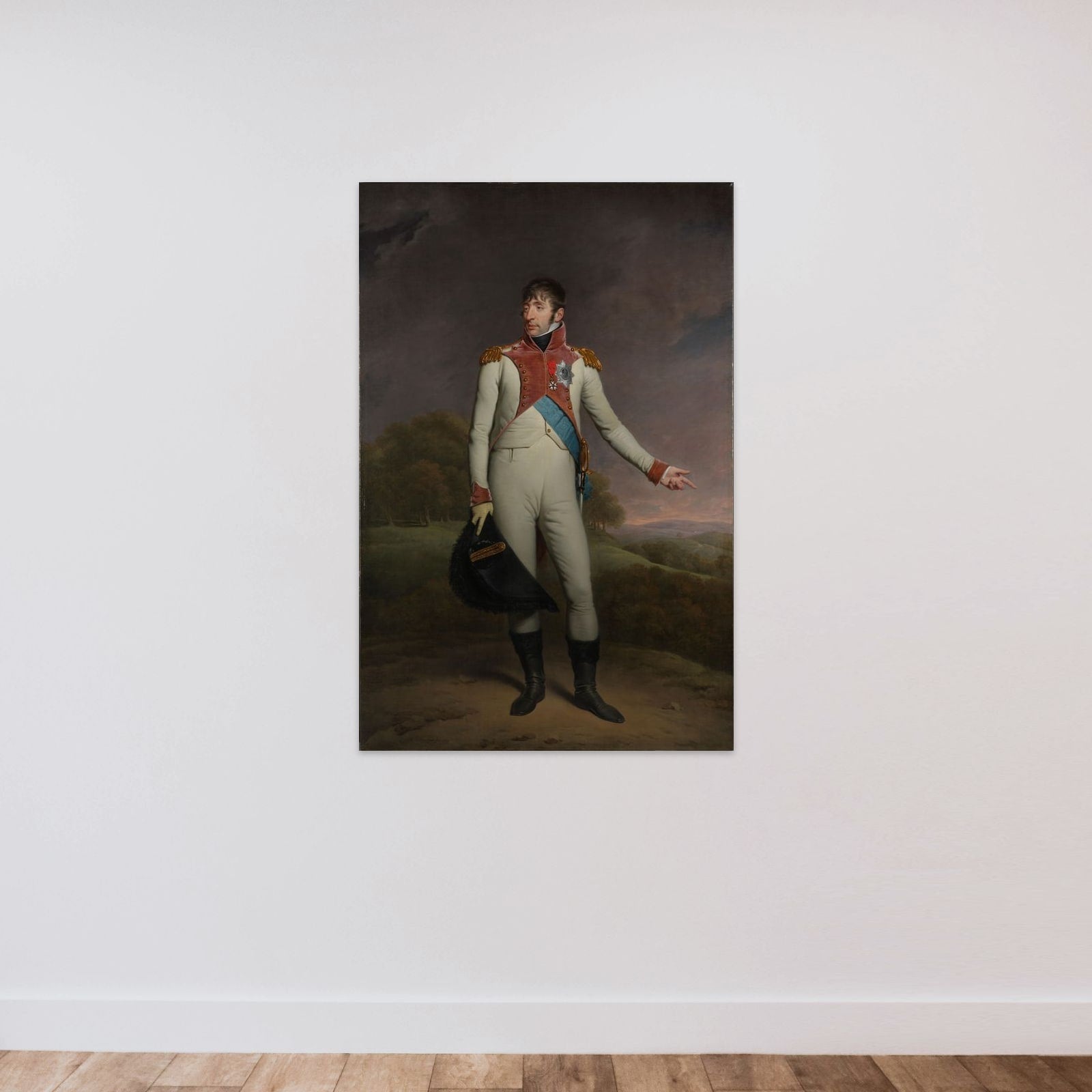Louis Napoleon (1778-1846), King of Holland from 1806 to 1810, in the uniform of the life guards on foot, decorated with the Grand Cross of the Royal Order of the Union of Holland and the Officers Cross of the Legion of Honor unframed — shown to scale