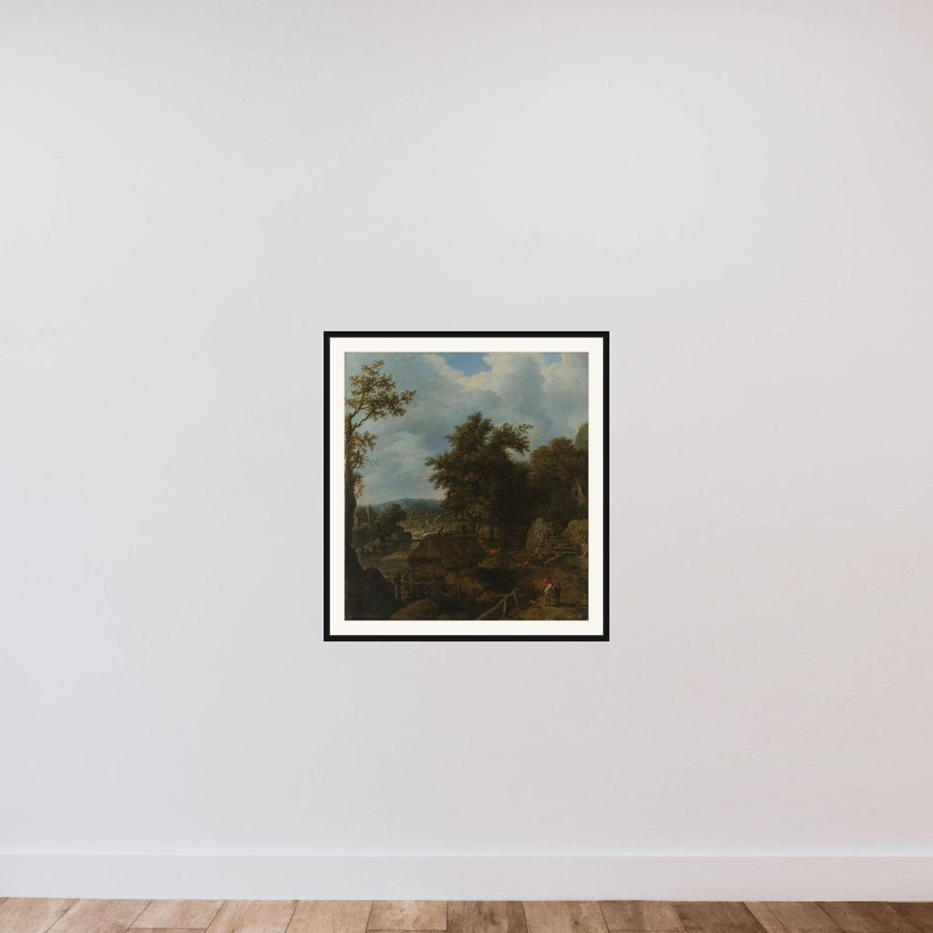 Swedish Landscape with a Water Mill framed — shown to scale