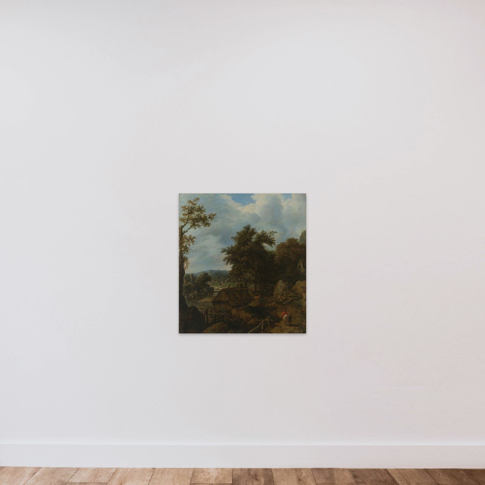 Swedish Landscape with a Water Mill unframed — shown to scale