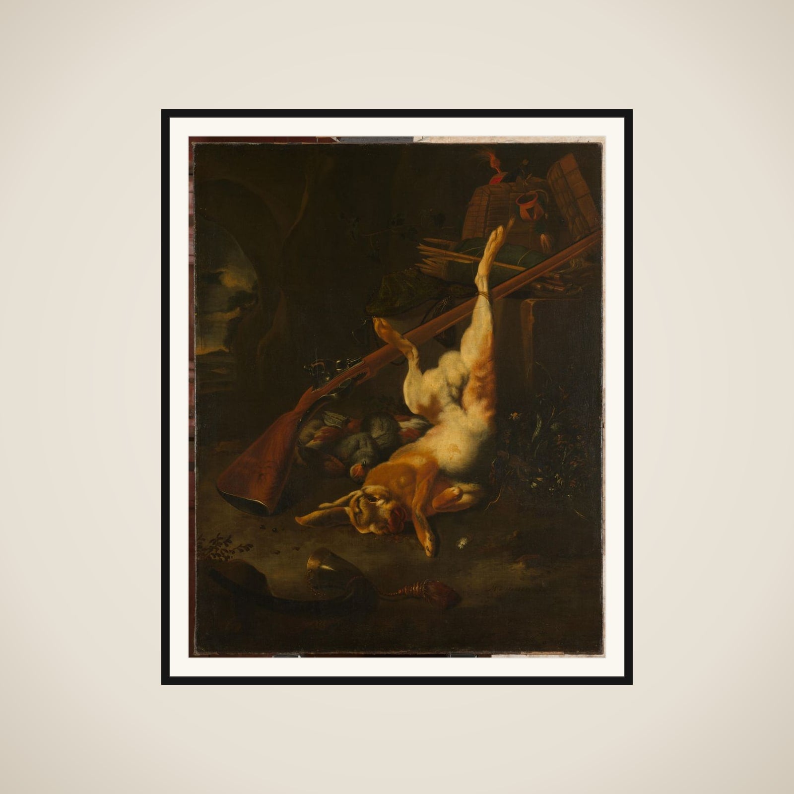 A Hunter's Bag, with Dead Hare framed