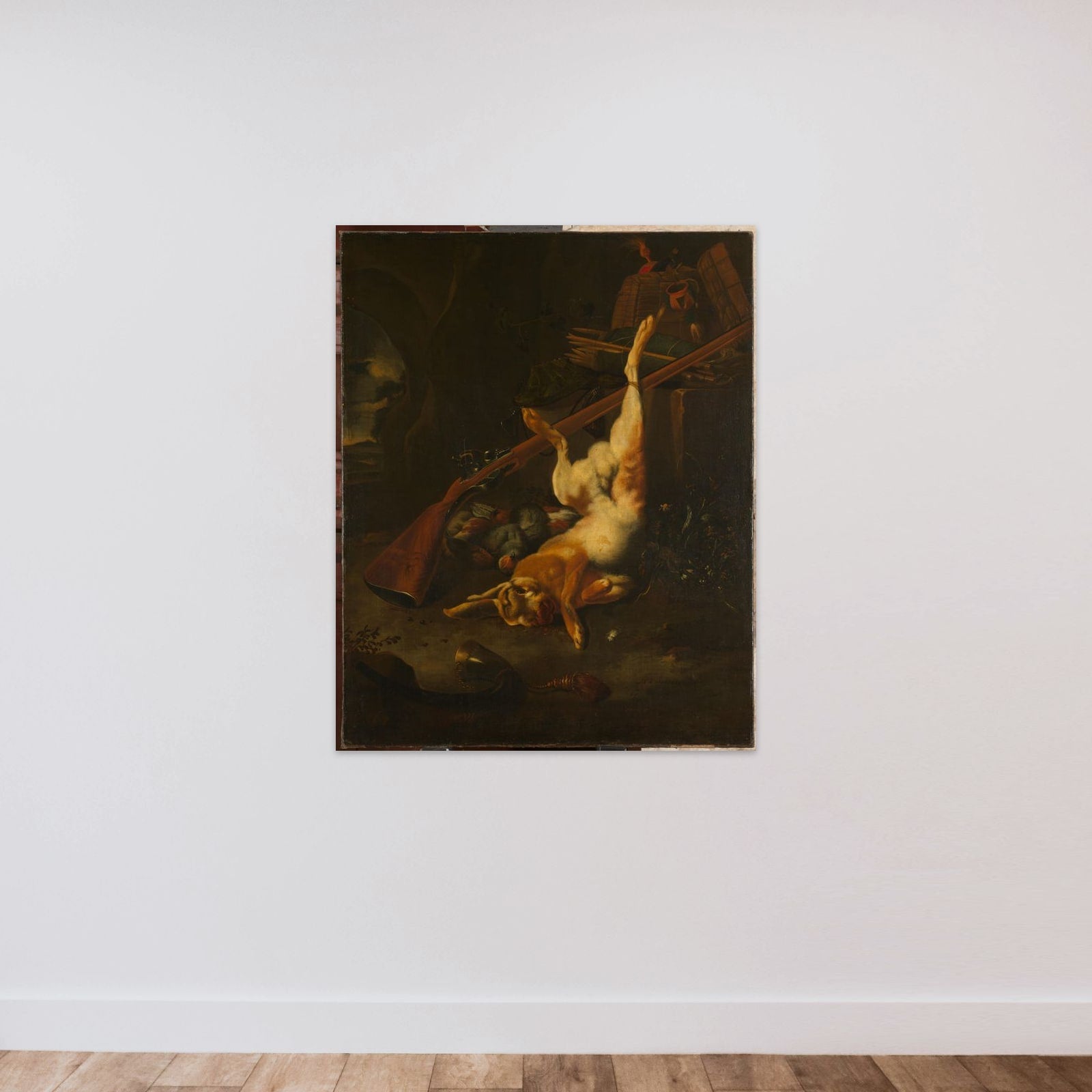 A Hunter's Bag, with Dead Hare unframed — shown to scale