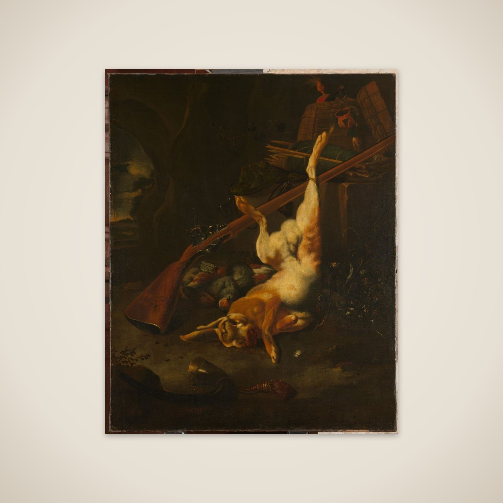 A Hunter's Bag, with Dead Hare unframed print