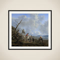 Landscape with Riders, Hunters and Peasants framed