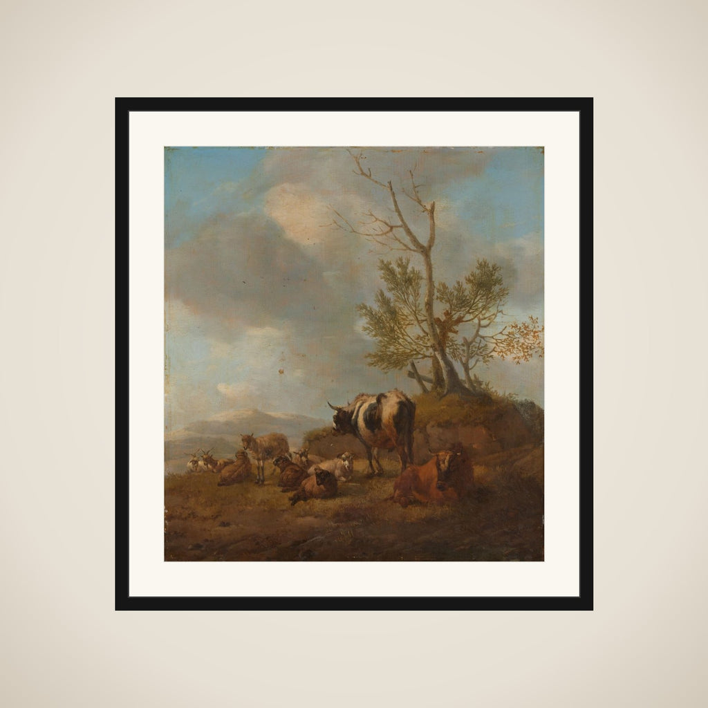 Landscape with Animals framed