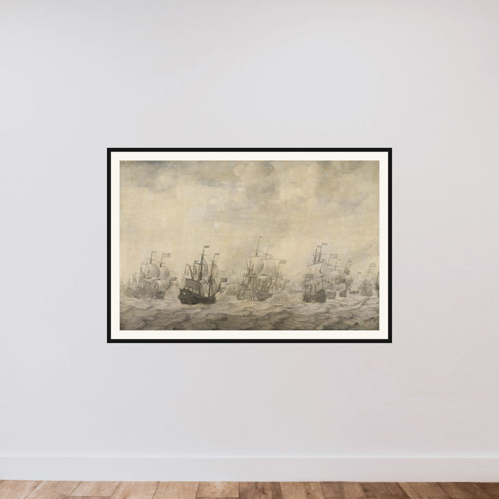 Episode from the Four Days' Battle, 11-14 June 1666, of the Second Anglo-Dutch War, 1665-67 framed — shown to scale