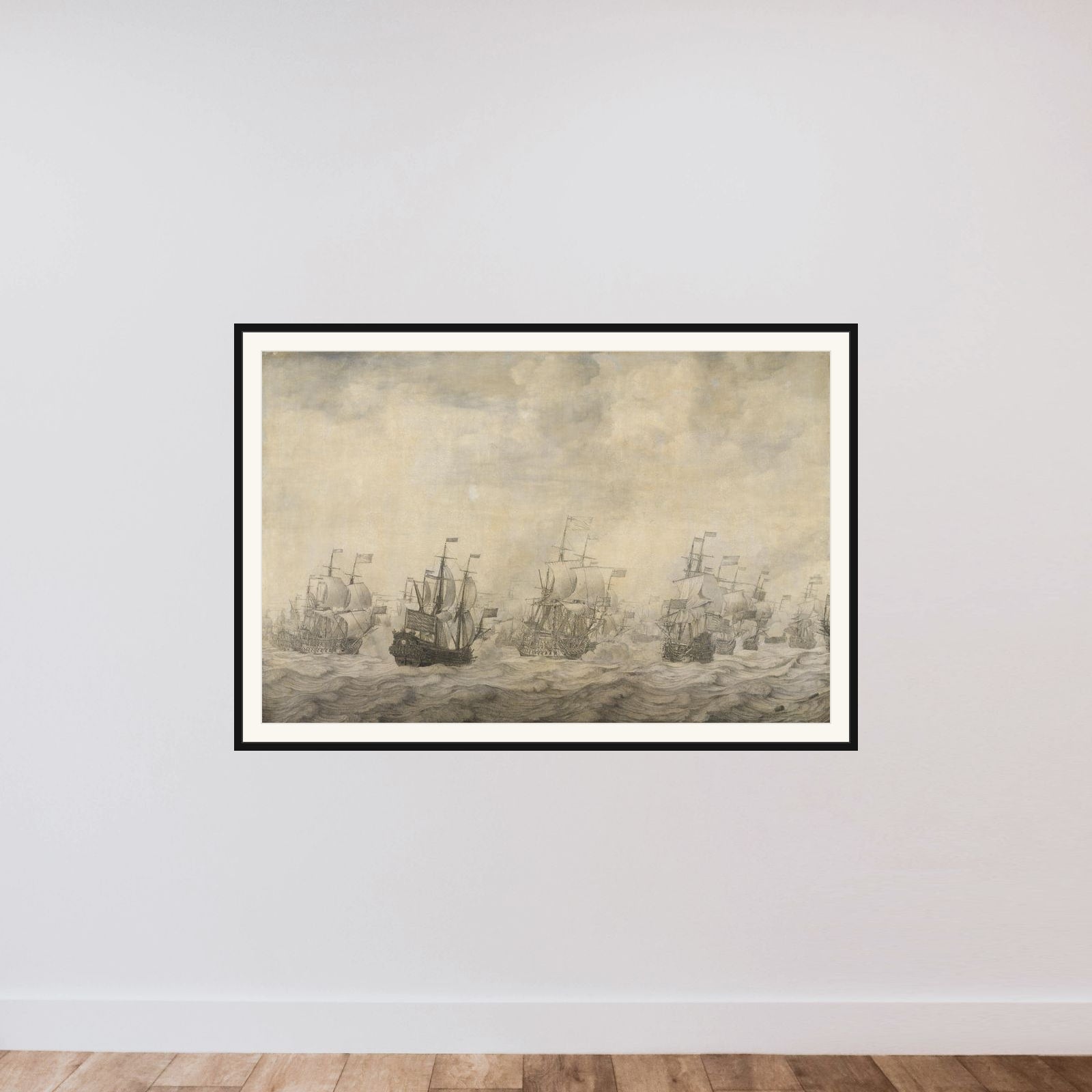 Episode from the Four Days' Battle, 11-14 June 1666, of the Second Anglo-Dutch War, 1665-67 framed — shown to scale