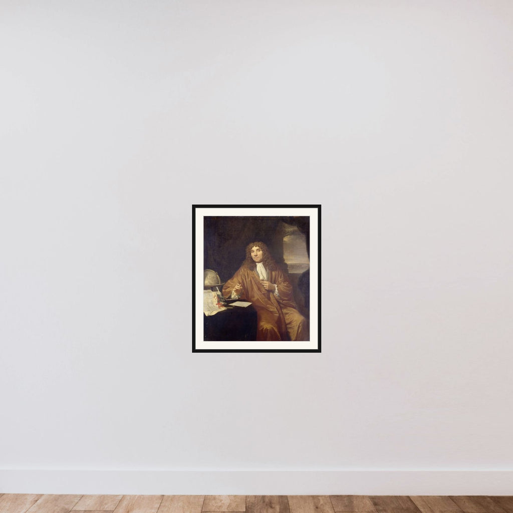 Portrait of Anthonie van Leeuwenhoek, Natural Philosopher and Zoologist in Delft framed — shown to scale
