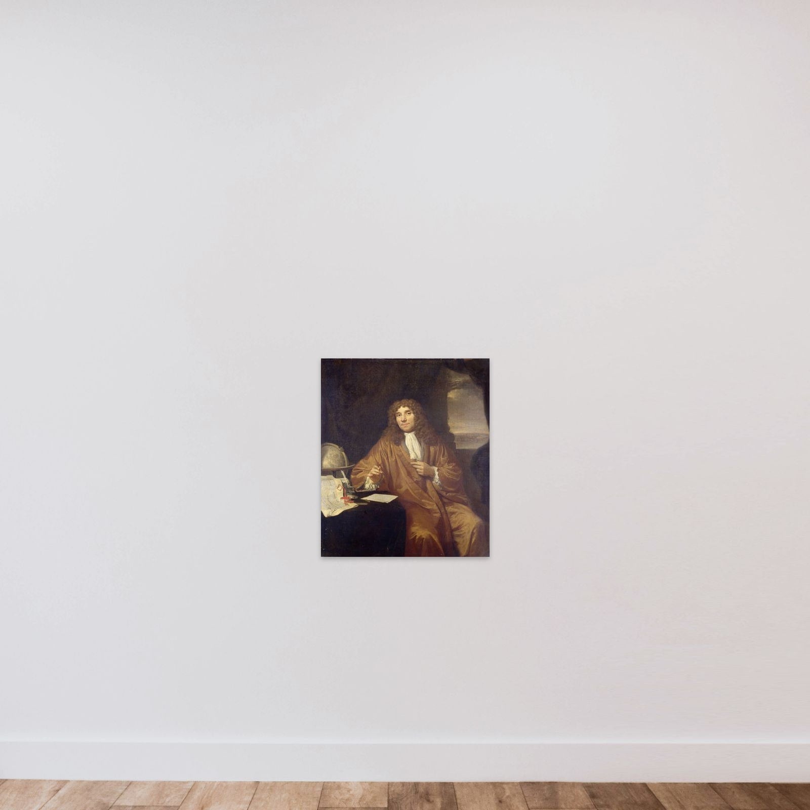 Portrait of Anthonie van Leeuwenhoek, Natural Philosopher and Zoologist in Delft unframed — shown to scale
