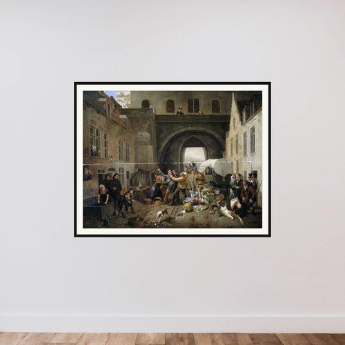 A Collision at the Porte de Hal, Brussels framed — shown to scale