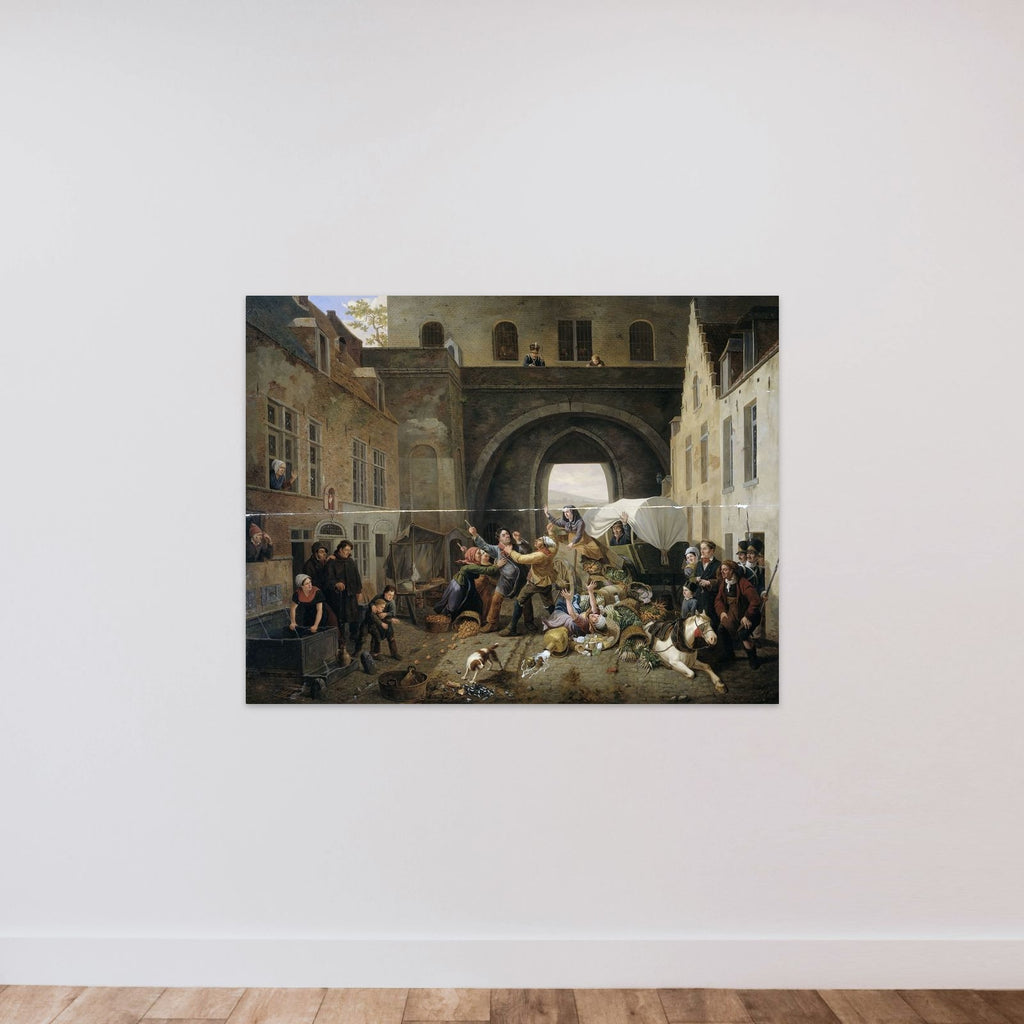 A Collision at the Porte de Hal, Brussels unframed — shown to scale