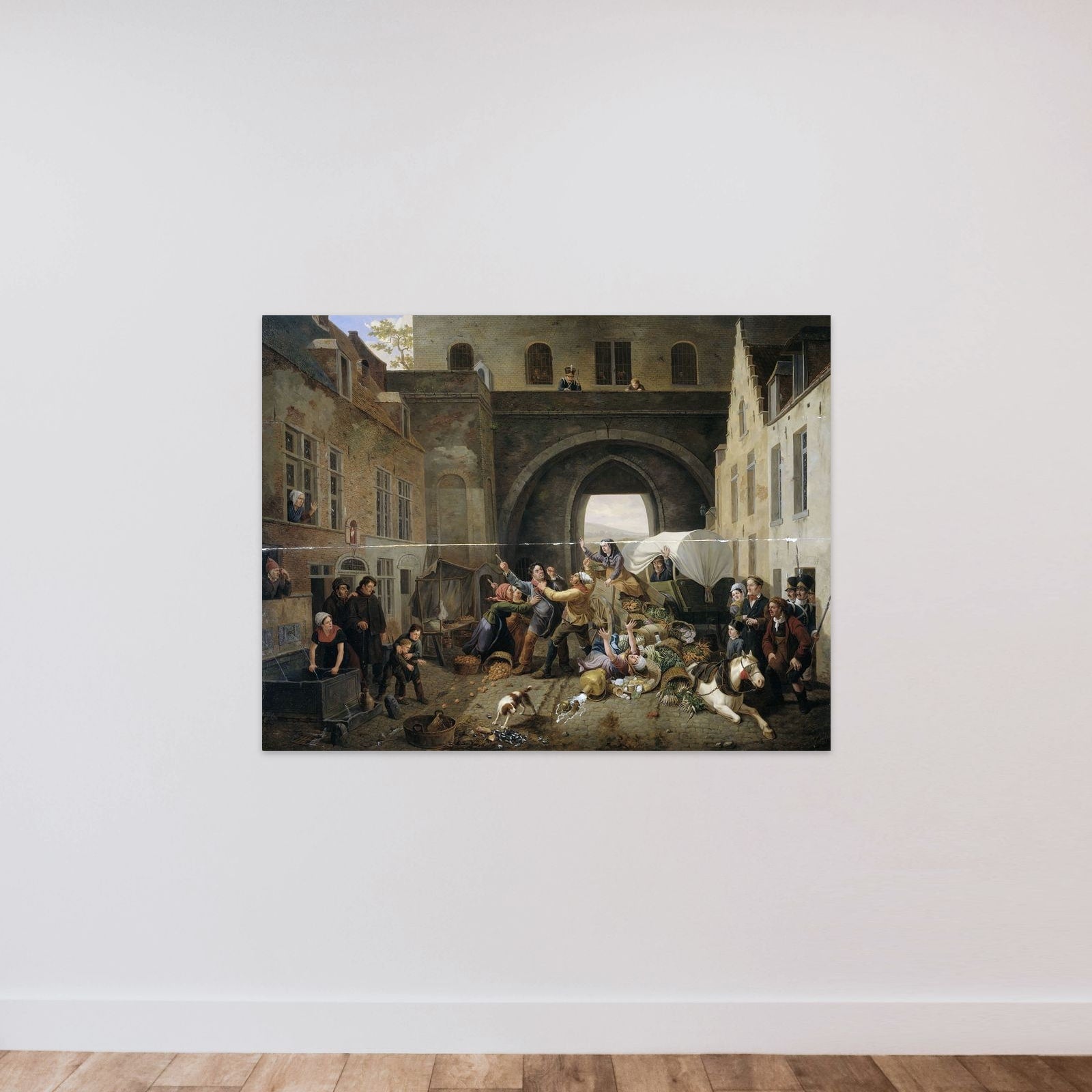 A Collision at the Porte de Hal, Brussels unframed — shown to scale