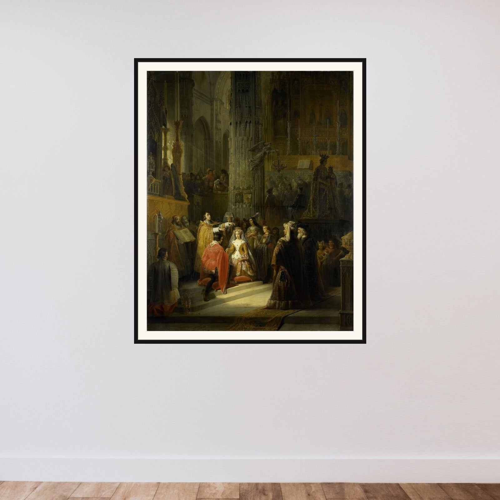 The Wedding of Jacoba of Bavaria, Countess of Holland, and Jan IV, Duke of Brabant, 10 March 1418 framed — shown to scale